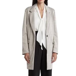 Sanctuary Womens size XXL Catalina Plaid Button Front Long Coat Jacket Blazer